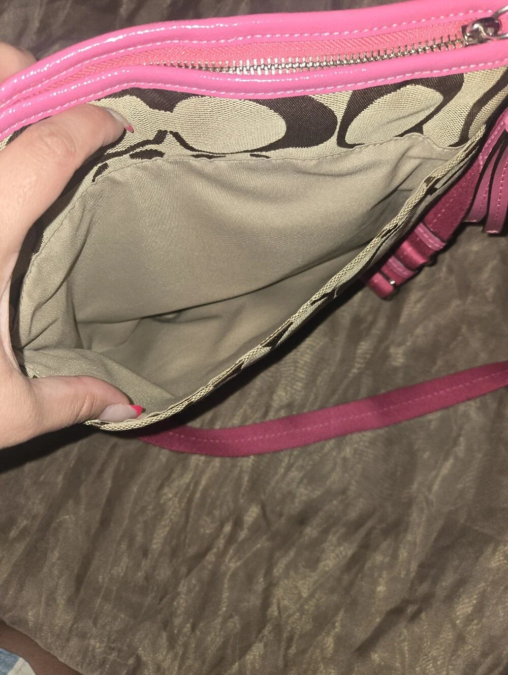 Coach Pink Trim Signature Crossbody Bag